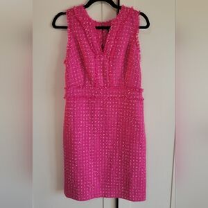 J. Crew Vibrant Pink Tweed Midi Dress